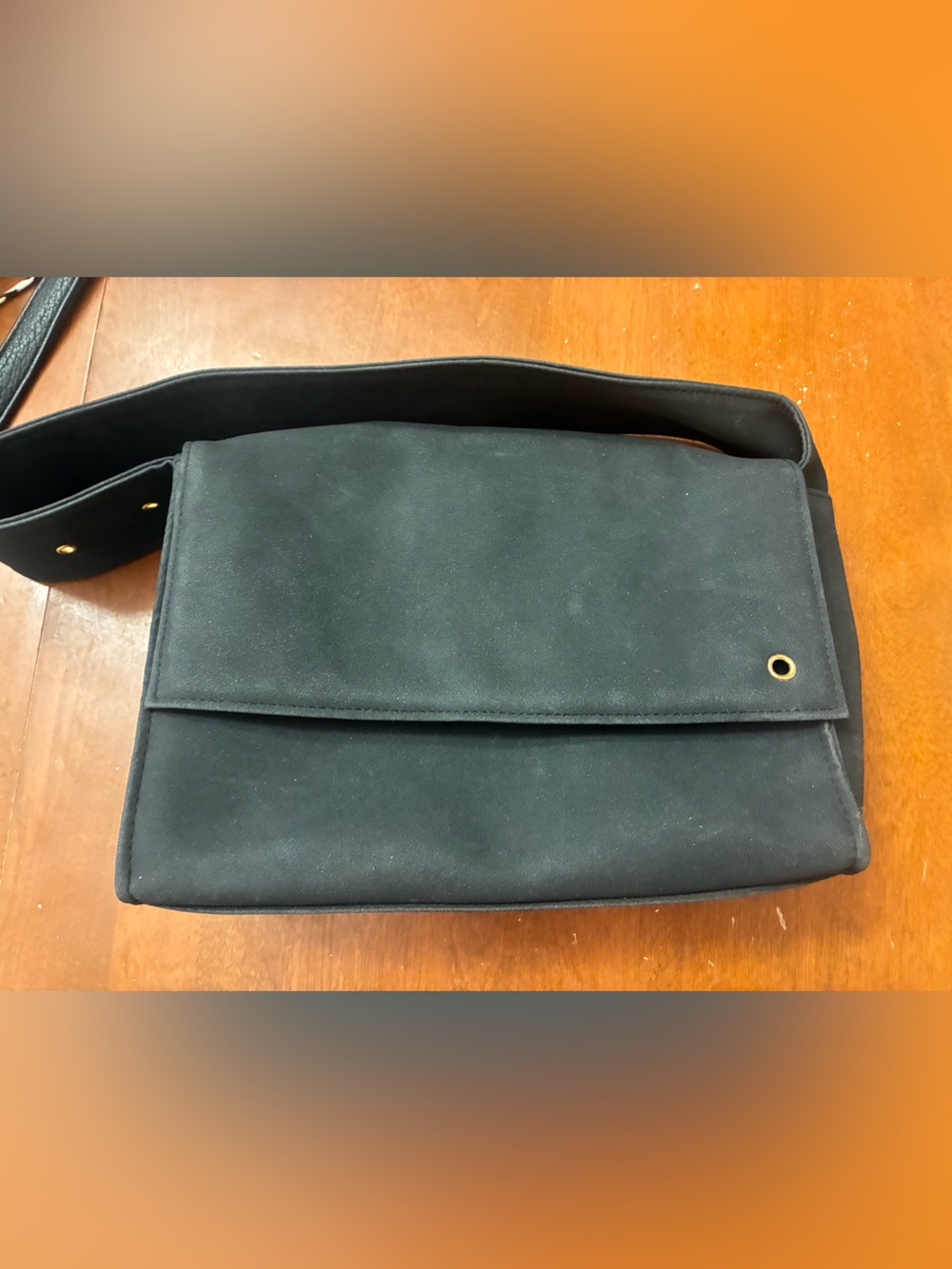 Men's Black Canvas Belt Bag with Gold Accent